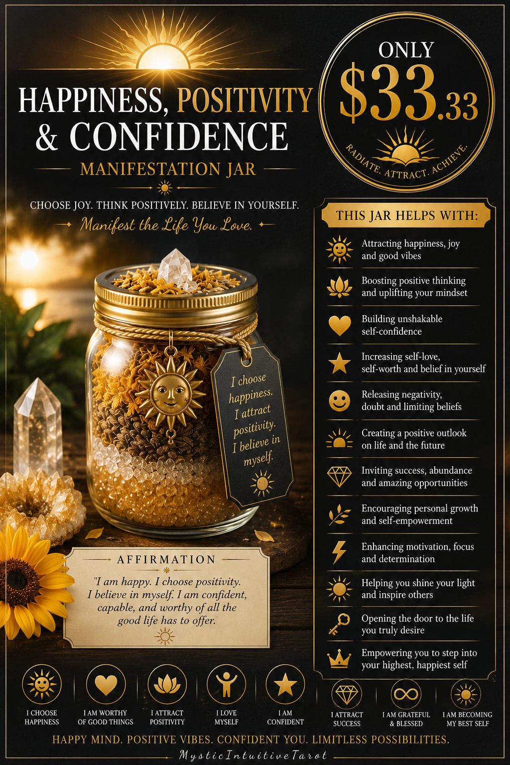 Happiness, Positivity and Confidence Manifestation Jar