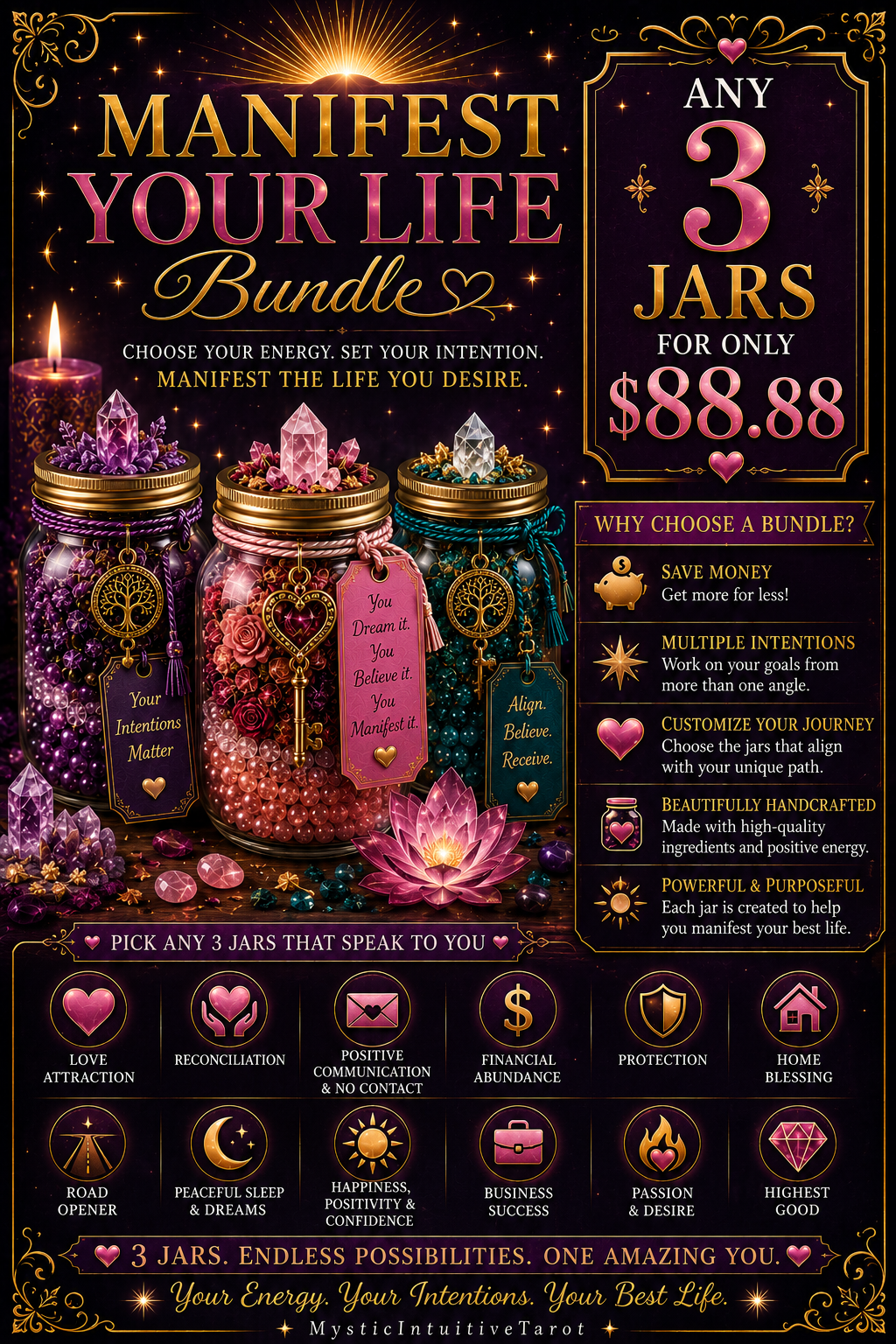 Manifest Your Life- Manifesting Jar Bundle 3 Pack