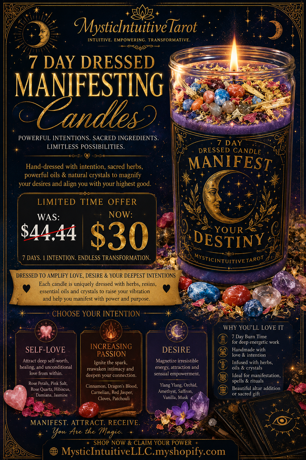SALE! 7 Day Dressed Manifesting Candles